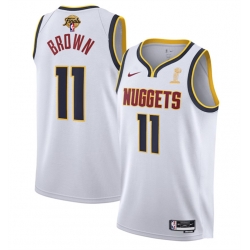 Men Denver Nuggets 11 Bruce Brown White 2023 Finals Association Edition Stitched Basketball Jersey