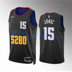 Men Denver Nuggets 15 Nikola Jokic Black 2023 City Edition Stitched Basketball Jersey
