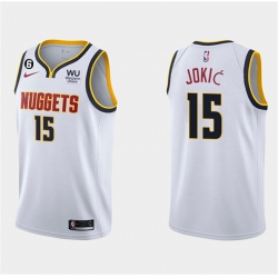 Men Denver Nuggets 15 Nikola Jokic White 2019 20 Association Edition With NO 6 Patch Stitched Jersey