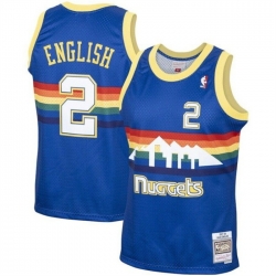 Men Denver Nuggets 2 Alex English 1987 88 Royal Mitchell  26 Ness Swingman Stitched Basketball Jersey