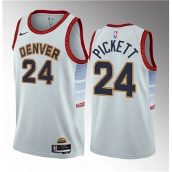 Men Denver Nuggets 24 Jalen Pickett White 2023 Draft Icon Edition Stitched Basketball Jersey