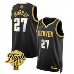 Men Denver Nuggets 27 Jamal Murray Black Gold Edition 2023 Finals Collection With NO 6 Patch Stitched Basketball Jersey