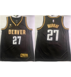 Men Denver Nuggets 27 Jamal Murray Black With NO 6 Patch Stitched Jersey
