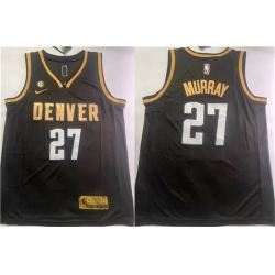 Men Denver Nuggets 27 Jamal Murray Black With NO 6 Patch Stitched Jersey