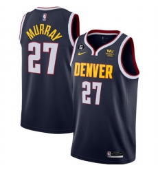 Men Denver Nuggets 27 Jamal Murray Navy Icon Edition With NO 6 Patch Stitched Jersey