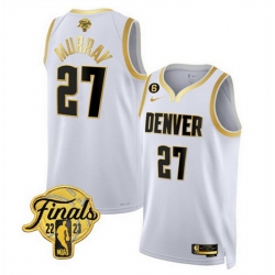 Men Denver Nuggets 27 Jamal Murray White Gold Edition 2023 Finals Collection With NO 6 Patch Stitched Basketball Jersey