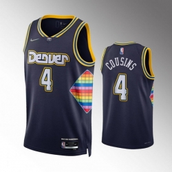 Men Denver Nuggets 4 DeMarcus Cousins Navy 2021 22 City Edition 75th Anniversary Stitched Jersey