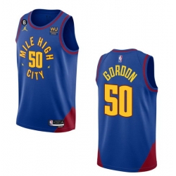 Men Denver Nuggets 50 Aaron Gordon Blue 2022 23 Statement Edition With NO 6 Patch Stitched Jersey