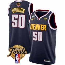 Men Denver Nuggets 50 Aaron Gordon Navy 2023 Finals Icon Edition With NO 6 Patch Stitched Basketball Jersey