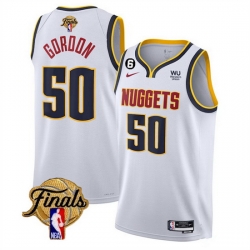Men Denver Nuggets 50 Aaron Gordon White 2023 Finals Association Edition With NO 6 Patch Stitched Basketball Jersey