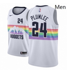 Men NBA 2018 19 Denver Nuggets 24 Mason Plumlee City Edition White Jersey 