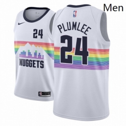 Men NBA 2018 19 Denver Nuggets 24 Mason Plumlee City Edition White Jersey 