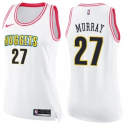 Men Nike Denver Nuggets #27 Jamal Murray Swingman White Pink Fashion NBA Jersey