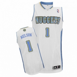 Mens Adidas Denver Nuggets 1 Jameer Nelson Authentic White Home NBA Jersey 