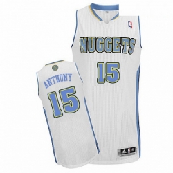 Mens Adidas Denver Nuggets 15 Carmelo Anthony Authentic White Home NBA Jersey