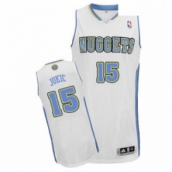 Mens Adidas Denver Nuggets 15 Nikola Jokic Authentic White Home NBA Jersey