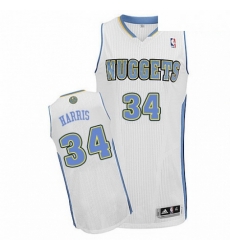 Mens Adidas Denver Nuggets 34 Devin Harris Authentic White Home NBA Jersey 