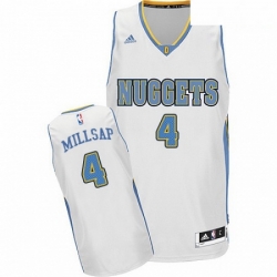 Mens Adidas Denver Nuggets 4 Paul Millsap Swingman White Home NBA Jersey 
