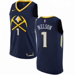 Mens Nike Denver Nuggets 1 Jameer Nelson Authentic Navy Blue NBA Jersey City Edition 