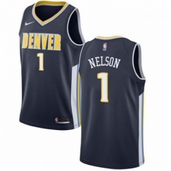 Mens Nike Denver Nuggets 1 Jameer Nelson Authentic Navy Blue Road NBA Jersey Icon Edition 
