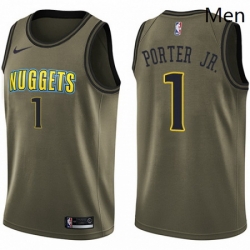 Mens Nike Denver Nuggets 1 Michael Porter Jr Green NBA Swingman Salute to Service Jersey 
