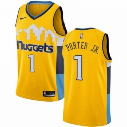 Mens Nike Denver Nuggets 1 Michael Porter Jr Yellow NBA Swingman Statement Edition Jersey 