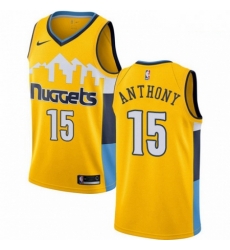 Mens Nike Denver Nuggets 15 Carmelo Anthony Authentic Gold Alternate NBA Jersey Statement Edition