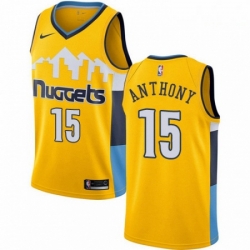 Mens Nike Denver Nuggets 15 Carmelo Anthony Authentic Gold Alternate NBA Jersey Statement Edition