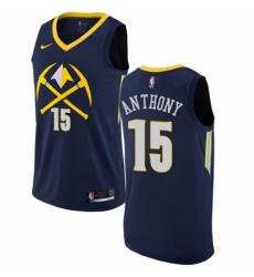 Mens Nike Denver Nuggets 15 Carmelo Anthony Authentic Navy Blue NBA Jersey City Edition