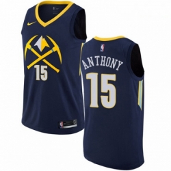 Mens Nike Denver Nuggets 15 Carmelo Anthony Authentic Navy Blue NBA Jersey City Edition