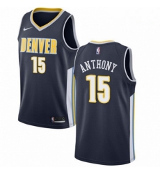 Mens Nike Denver Nuggets 15 Carmelo Anthony Authentic Navy Blue Road NBA Jersey Icon Edition