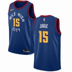 Mens Nike Denver Nuggets 15 Nikola Jokic Swingman Light Blue Alternate NBA Jersey Statement Edition
