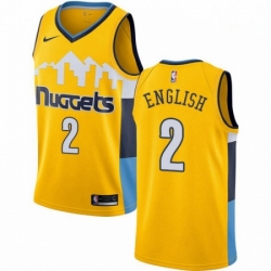 Mens Nike Denver Nuggets 2 Alex English Authentic Gold Alternate NBA Jersey Statement Edition