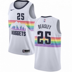 Mens Nike Denver Nuggets 25 Malik Beasley Swingman White NBA Jersey City Edition