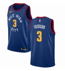 Mens Nike Denver Nuggets 3 Allen Iverson Swingman Light Blue Alternate NBA Jersey Statement Edition