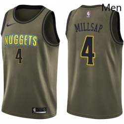 Mens Nike Denver Nuggets 4 Paul Millsap Swingman Green Salute to Service NBA Jersey 