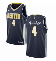 Mens Nike Denver Nuggets 4 Paul Millsap Swingman Navy Blue Road NBA Jersey Icon Edition 