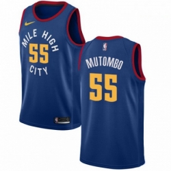 Mens Nike Denver Nuggets 55 Dikembe Mutombo Authentic Light Blue Alternate NBA Jersey Statement Edition