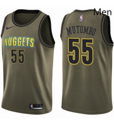 Mens Nike Denver Nuggets 55 Dikembe Mutombo Swingman Green Salute to Service NBA Jersey