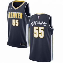 Mens Nike Denver Nuggets 55 Dikembe Mutombo Swingman Navy Blue Road NBA Jersey Icon Edition