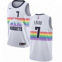 Mens Nike Denver Nuggets 7 Trey Lyles Swingman White NBA Jersey City Edition 