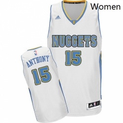 Womens Adidas Denver Nuggets 15 Carmelo Anthony Swingman White Home NBA Jersey