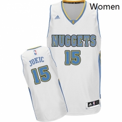Womens Adidas Denver Nuggets 15 Nikola Jokic Swingman White Home NBA Jersey
