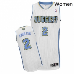 Womens Adidas Denver Nuggets 2 Alex English Authentic White Home NBA Jersey