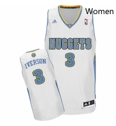 Womens Adidas Denver Nuggets 3 Allen Iverson Swingman White Home NBA Jersey