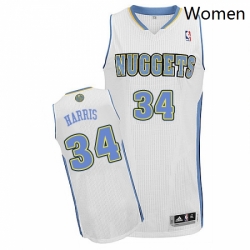 Womens Adidas Denver Nuggets 34 Devin Harris Authentic White Home NBA Jersey 