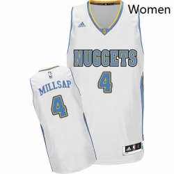Womens Adidas Denver Nuggets 4 Paul Millsap Swingman White Home NBA Jersey 