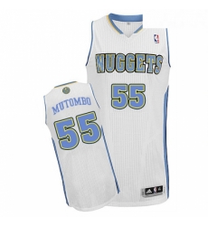 Womens Adidas Denver Nuggets 55 Dikembe Mutombo Authentic White Home NBA Jersey