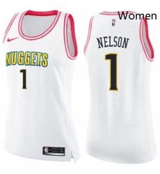 Womens Nike Denver Nuggets 1 Jameer Nelson Swingman WhitePink Fashion NBA Jersey 