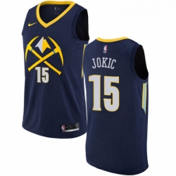 Womens Nike Denver Nuggets 15 Nikola Jokic Swingman Navy Blue NBA Jersey City Edition